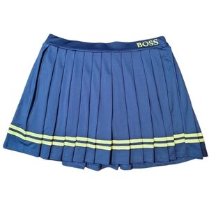 Skort mini pleated 1X blue light green stripes stretch tennis vibe Boss